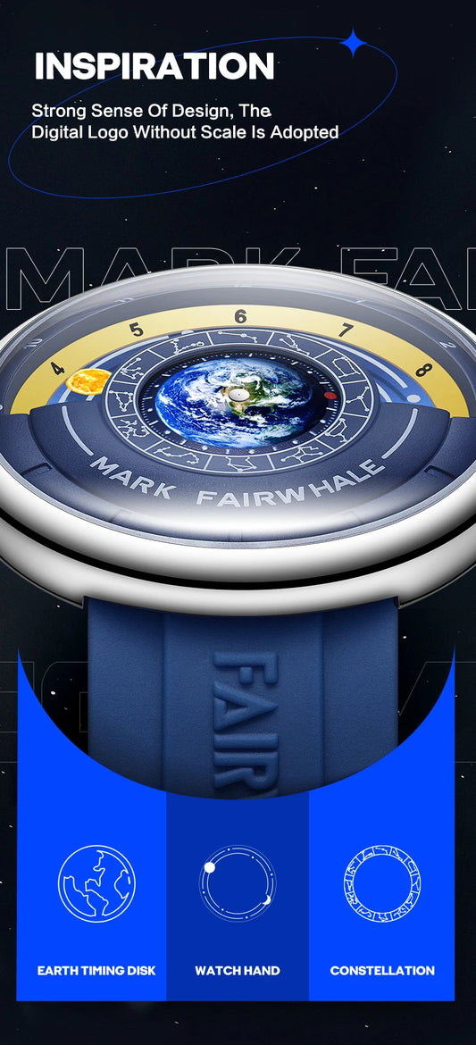Fairwhale Watches for Man 5700 Mens Watch Fashion Planet Design Dial Silicone Strap Waterproof Quartz Wristwatches Reloj Hombre