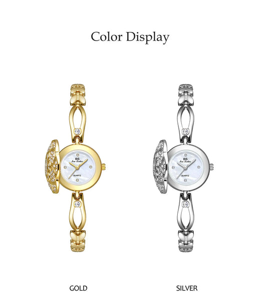 UTHAI Women's Watch Flip Cap Light Luxury Camellia Bracelet Wristwatch Waterproof Temperament Ladies Fashion Quartz Watches Gift