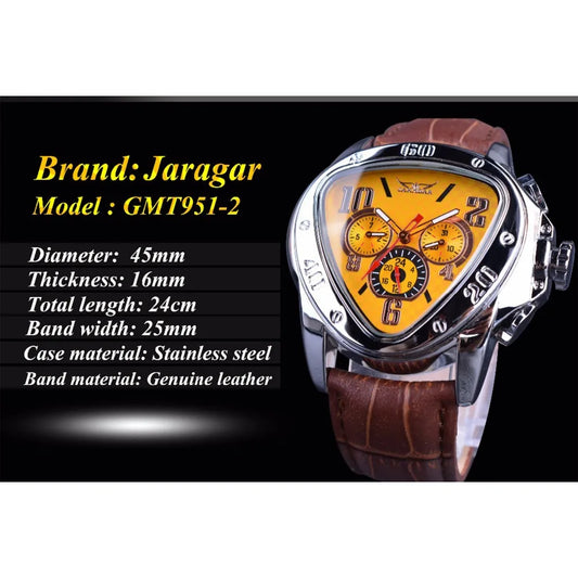JARAGAR 951 Top Class Men's Mechanical Watches Design Leather Strap Three Needles Automatic Waterproof Mechanical Watch for Men