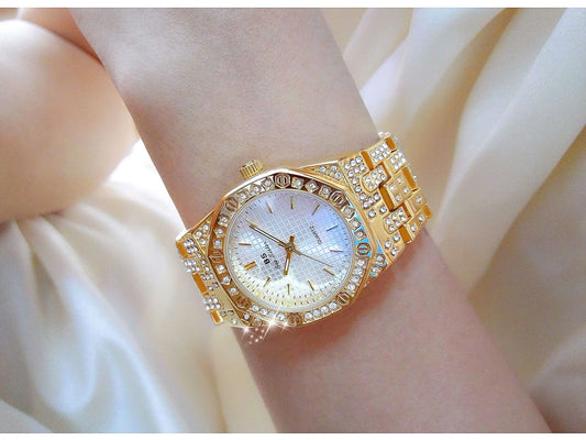 UTHAI Women's Watch Luxury Metal Diamonds European American Middle Eastern Waterproof Ladies Fashion Quartz Watches Clock Gift