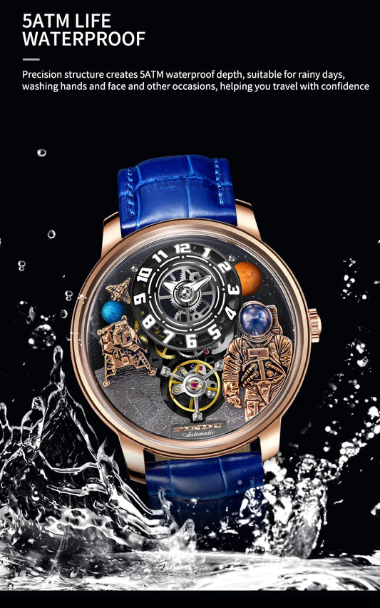 2025 PINDU Design Men Wristwatches Top Brand Luxury Robot Astronaut Space Series Watch Men Sapphire Luminous Waterproof Watches