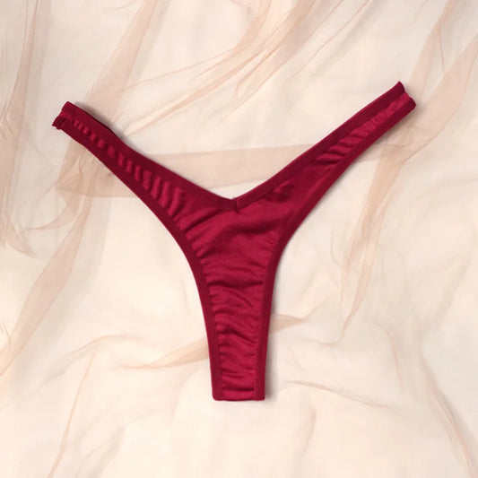 Solid Thong Panties For Women Seamless Nylon Thongs Sexy Soft Silk Tangas Mujer Girls Strings Tanga Woman Slips G-string Sexual