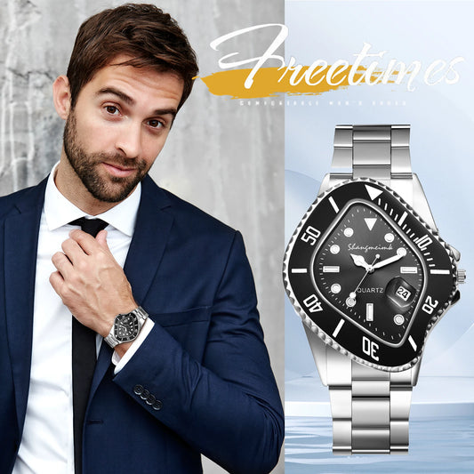 LANCARDO Men Novelty Irregular Dial Magnifier Date Lumious Hands Wrist Watch Quartz Polka Dot Shaped Case Casual Business Watch