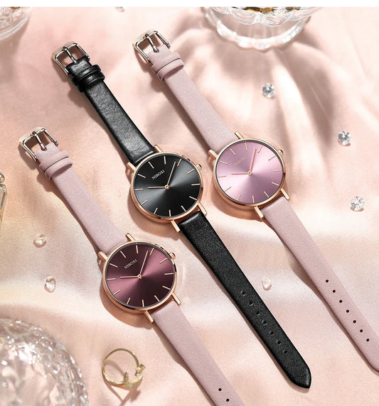 NIBOSI 2025 Watch Women Fashion Casual Leather Belt Watches Simple Ladies Round Dial Quartz Wristwatches Dress Relogio Feminino