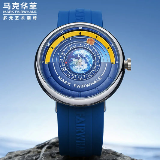 Fairwhale Watches for Man 5700 Mens Watch Fashion Planet Design Dial Silicone Strap Waterproof Quartz Wristwatches Reloj Hombre