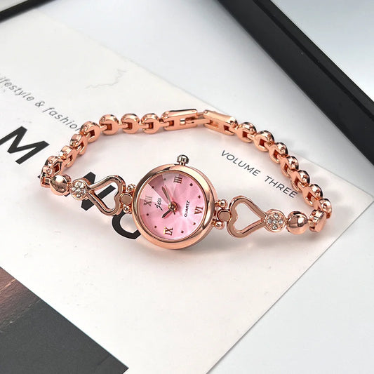 Women's Watch Compact and Exquisite Rose Love Bracelet Watch for Girls and Students Fashion quartz High Beauty Watch