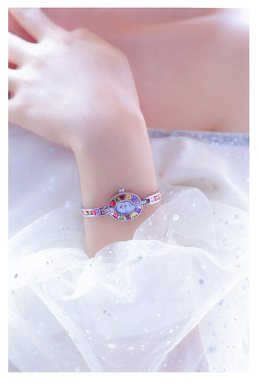UTHAI Women's Chain Watch Brand Light Luxury Gold Gradient Rainbow Bracelet Waterproof Ladies Fashion Quartz clock Watches Gift