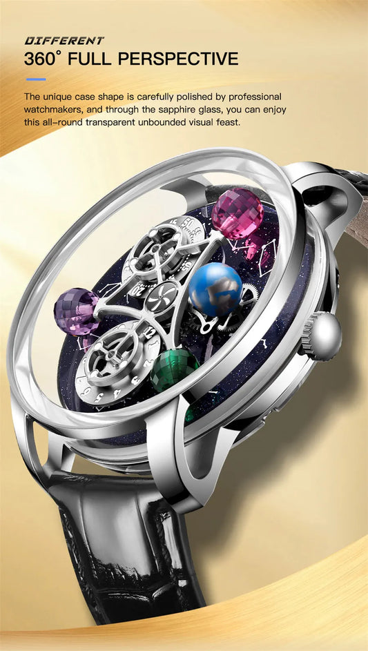 PINDU Design Starry Twelve Constellations Mechanical Watch Sapphire Waterproof Men Mechanical Wristwatches Miyata 8215 Movement