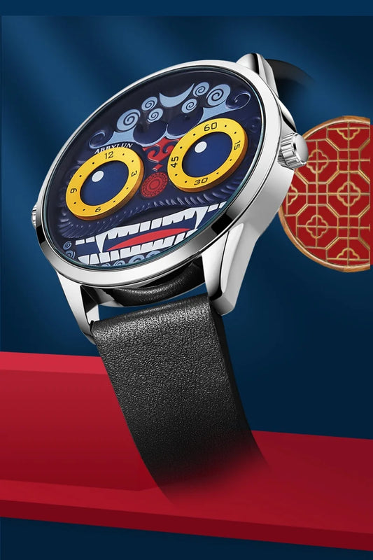 Abbylun 1363 Men's Quartz Watch New Fashion Chinese Lion Dance Series Personality 3D Relief Street Design Clocks Wristwatch