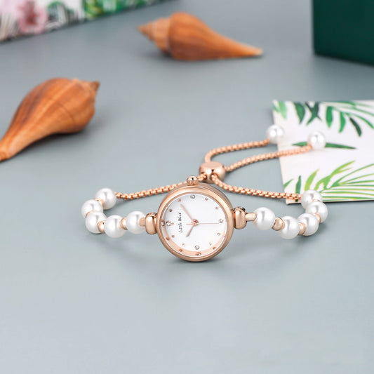 UTHAI L60 Women's Light Luxury Pearl Bracelet Watch Female's Clock Watches Ins Style Versatile Ladies Fashion Quartz Wristwatch
