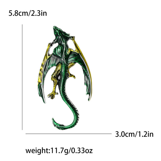 Enamel Dragon Pins for Women Rhinestone Flying Dragons Brooches Office Party Friend Gifts Jewelry Accessories
