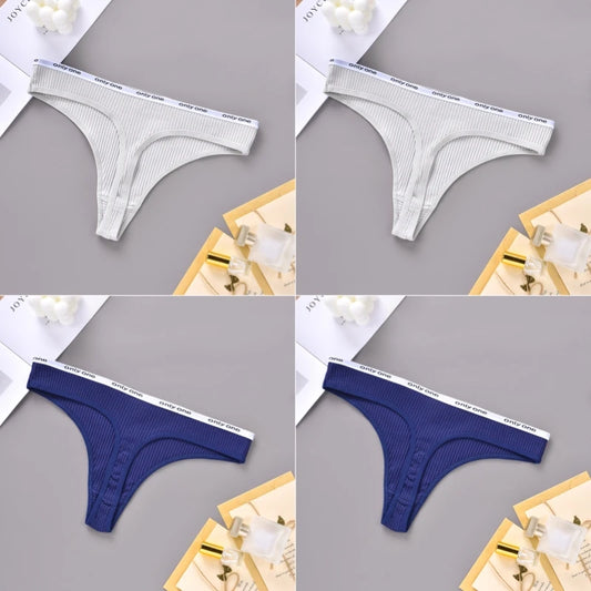 4PCS Sexy Erotic Women's Thong Solid Color Cotton Women's Panties Soft Skin Friendly Women's Underwear Seamless Cute Lingerie
