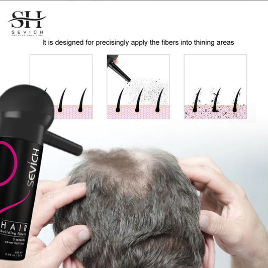 10 Colors Sevich Hair Fibers Keratin Fibers Applicator Hair Building Fibers Spray Hair Loss Instant Regrowth Thickening Powders
