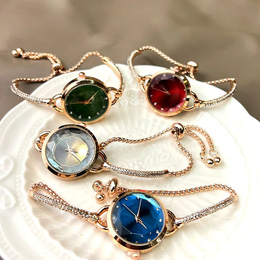 UTHAI V4 New Women's Quartz Watches Water Diamond Female's Wristwatch Small Dial Slim Adjustable Jewelry Girl Watch Bracelet