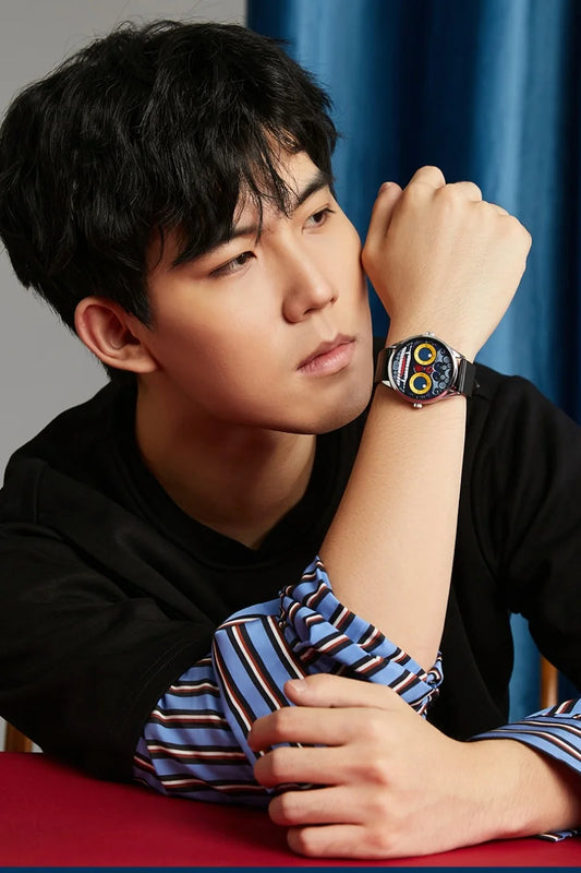 Abbylun 1363 Men's Quartz Watch New Fashion Chinese Lion Dance Series Personality 3D Relief Street Design Clocks Wristwatch