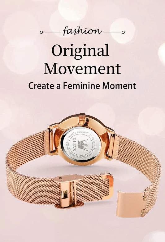 OLEVS Luxury Fashion Watch for Women Rose Gold Waterproof Quartz Ladies Wristwatch Original Simple Women's Watches Montre Femme