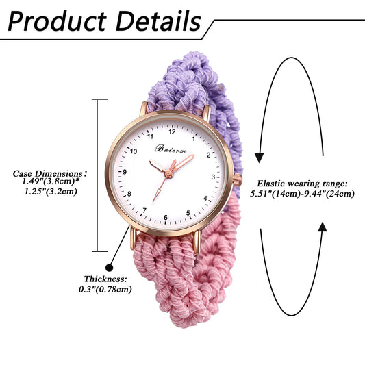 LANCARDO Quartz Braided Scrunchie Watch Elastic Rope Watch Digital Dial Women Multi-functional Ultra-thin Student Bracelet Watch