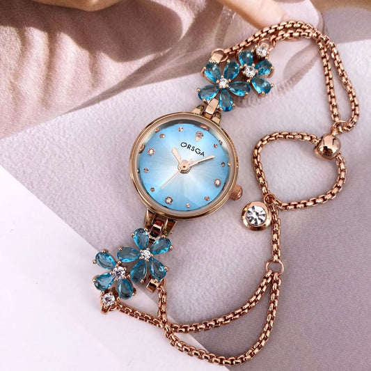 UTHAI Women's Watch Brand Light Luxury Violet Bracelet Chain Wristwatch Green Red Waterproof Ladies Fashion Clock Watches Gift