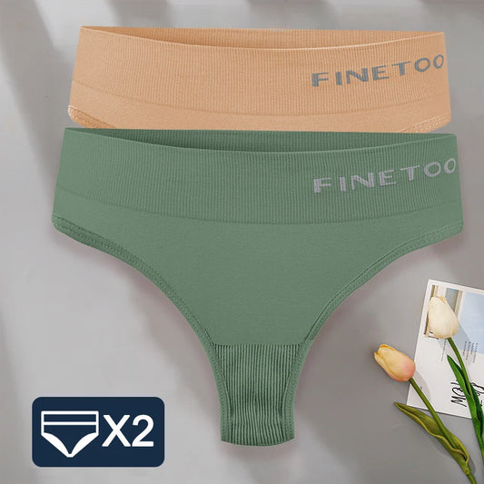 FINETOO 2PCS/Set M-2XL Bodyshaper G-String Panties Women Slim Underwear Female Lingerie Sexy Lady Thongs High Waist Underpants