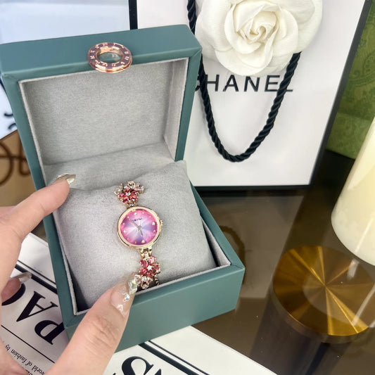 UTHAI Women's Watch Brand Light Luxury Violet Bracelet Chain Wristwatch Green Red Waterproof Ladies Fashion Clock Watches Gift