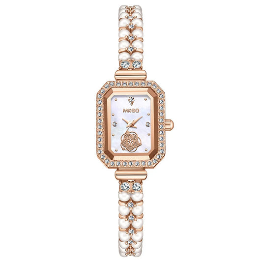 UTHAI W40 Watch For Women Pearl Fritillary Square Waterproof Fashion Luxury Amethyst Diamond inlaid Lady Bracelet Wristwatches
