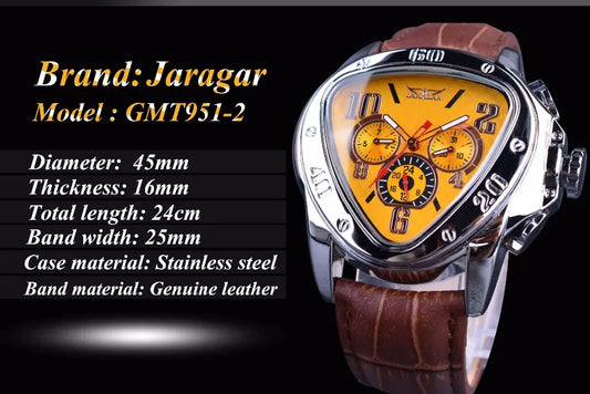 JARAGAR 951 Top Class Men's Mechanical Watches Design Leather Strap Three Needles Automatic Waterproof Mechanical Watch for Men
