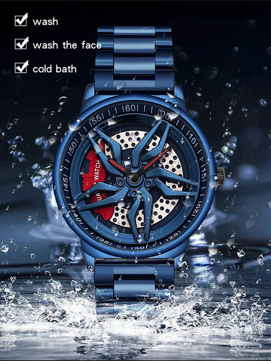 UTHAI L72 Watch For Men Cool Wheel Watch Luxury High Quality Male's Quartz Watches Hollow out 360 ° Rotary Dial Waterproof Clock
