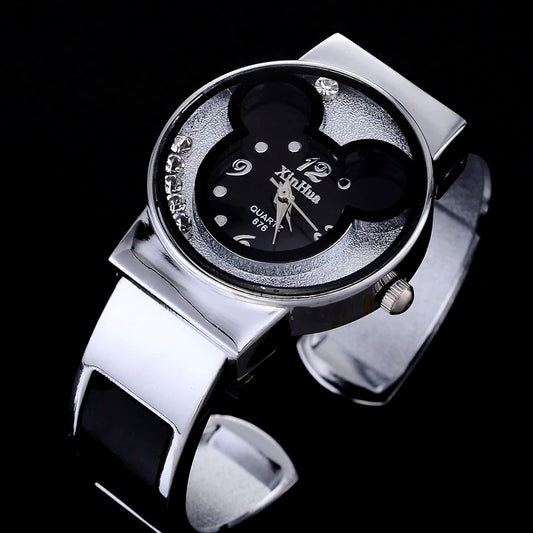 Children's Quartz Watch For  Mickey Mouse Cartoon Stainless Steel Bracelet  Kids Student Boy Girl Cute Wristwatches Clock Gift