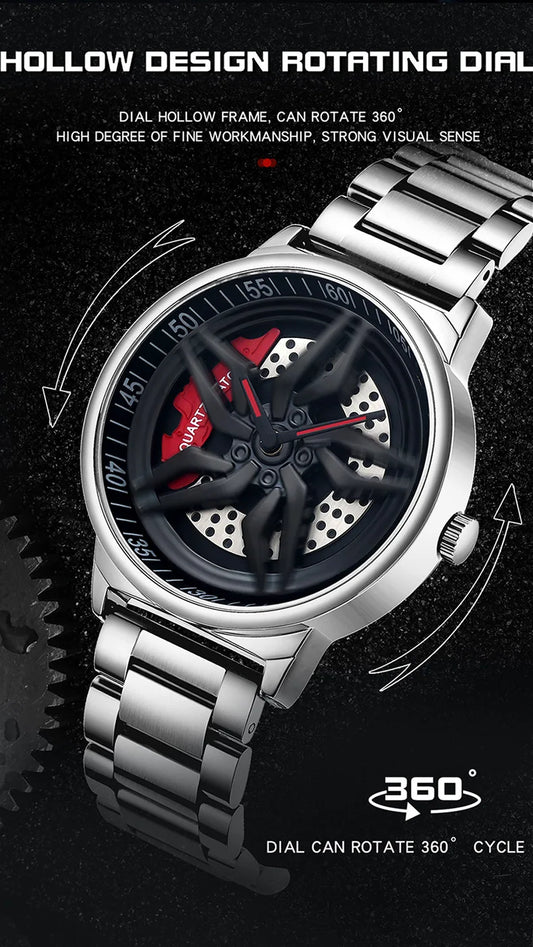UTHAI L72 Watch For Men Cool Wheel Watch Luxury High Quality Male's Quartz Watches Hollow out 360 ° Rotary Dial Waterproof Clock