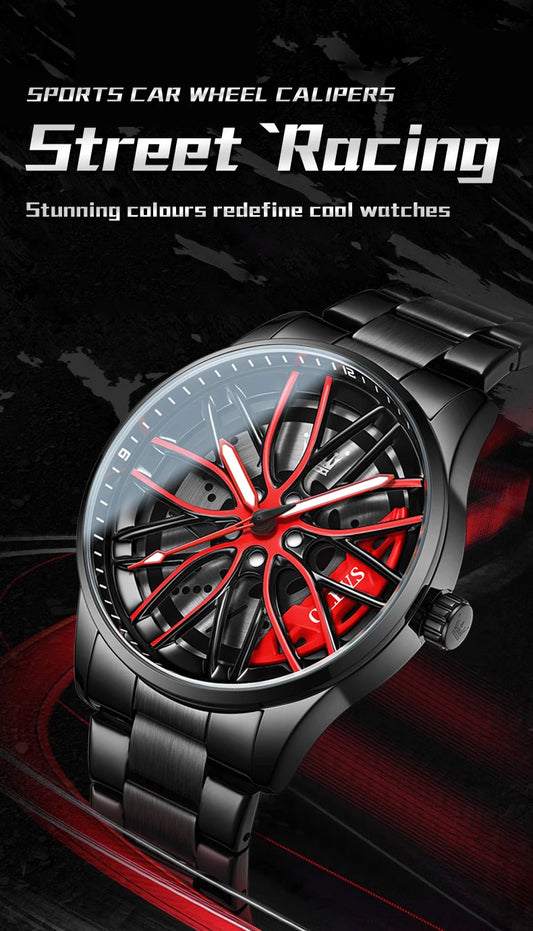 OLEVS Men Watches Waterproof Rotary Sport Car Rim Man Luxury Watch High Quality Fashion Stainless Steel Quartz Men's Watches