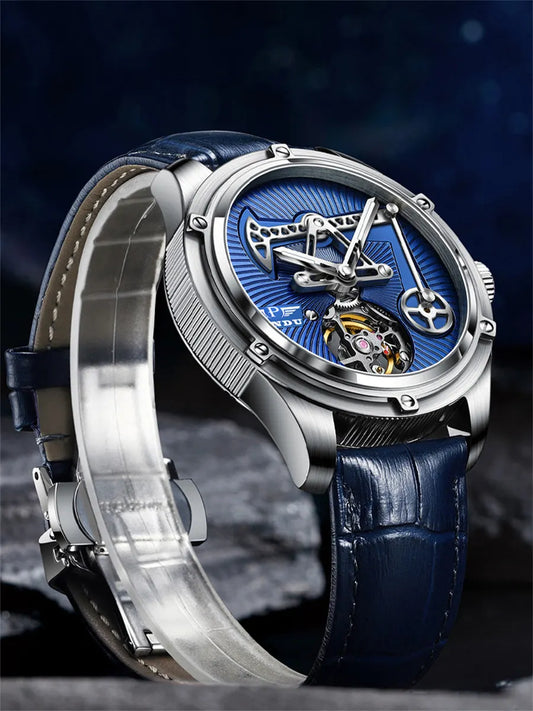PINDU Watch Miyata 8215 Mechanical Movement Sapphire Mirror Waterproof Luminous Oil Well Business Men Mechanical Wristwatches