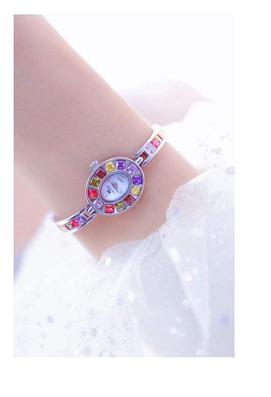 UTHAI Women's Chain Watch Brand Light Luxury Gold Gradient Rainbow Bracelet Waterproof Ladies Fashion Quartz clock Watches Gift