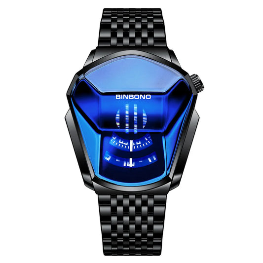 UTHAI Men Watch Trendy Motorcycle Concept Wristwatch Black Technology Watch Steel Waterproof Male Fashion Quartz Watches Has Box