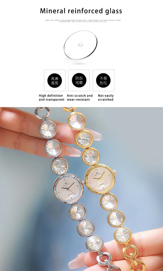 UTHAI Women's Watch Light Luxury Champagne Gold Purple Satellite Bracelet Waterproof LadiesFashion Quartz Clock Watches Gift