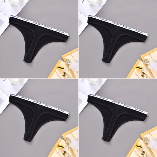 4PCS Sexy Erotic Women's Thong Solid Color Cotton Women's Panties Soft Skin Friendly Women's Underwear Seamless Cute Lingerie