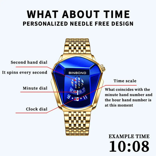 UTHAI Men Watch Trendy Motorcycle Concept Wristwatch Black Technology Watch Steel Waterproof Male Fashion Quartz Watches Has Box