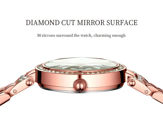 NIBOSI Simple Romantic Female Watch Rhinestone Dial Rhombus Stainless Steel Luxury Lady Quartz Wristwatches Relogio Feminino