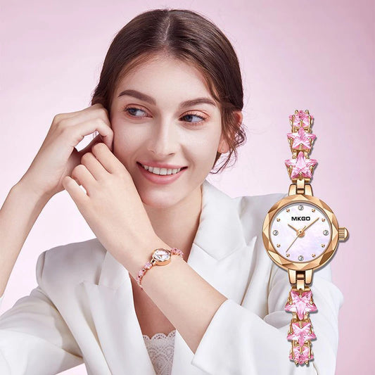 UTHAI W57 Fritillaria Fashion Light Luxury Crystal Watch Women's Exquisite Slim Bracelet Watches Waterproof Ladies Clock Gift