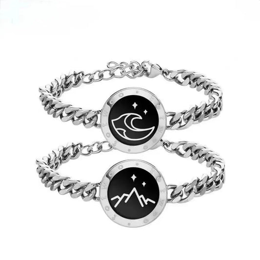 Totwoo long distance touch Bracelets for Couples Long Distance light up&Vibrate Moutain&Sea Love Bracelets Smart Jewelry sets