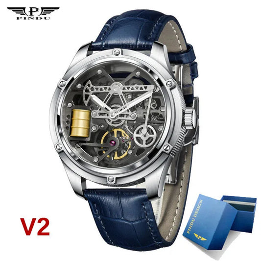 Pindu Men's New Mechanical Watch Leather Sapphire Crystal Commercial Men's Watch Miyota 8215 Automatic Watch 50m Waterproof