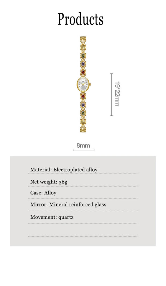 UTHAI Watch For Women Light Luxury Brand Retro Oval Rainbow Bracelet watches Waterproof Ladies Fashion Quartz Clock Wristwatches