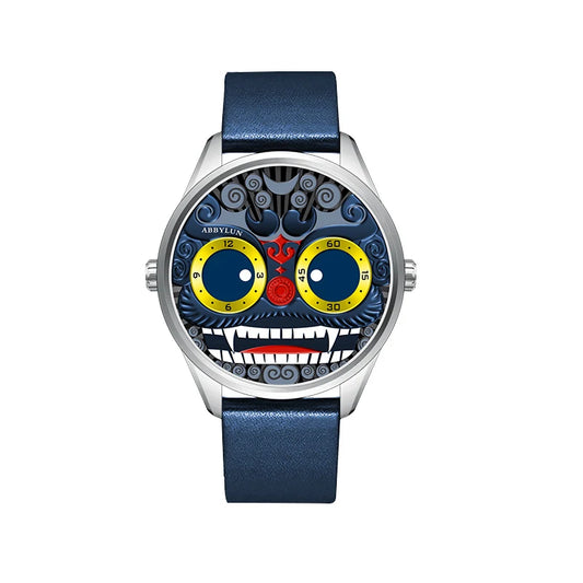 Abbylun 1363 Men's Quartz Watch New Fashion Chinese Lion Dance Series Personality 3D Relief Street Design Clocks Wristwatch