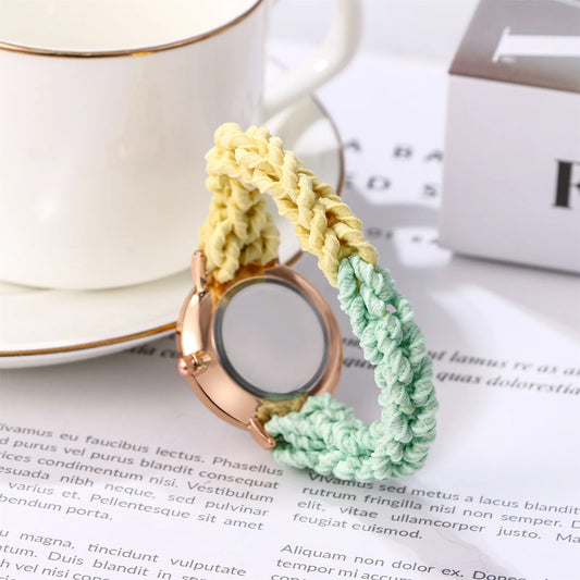 LANCARDO Quartz Braided Scrunchie Watch Elastic Rope Watch Digital Dial Women Multi-functional Ultra-thin Student Bracelet Watch