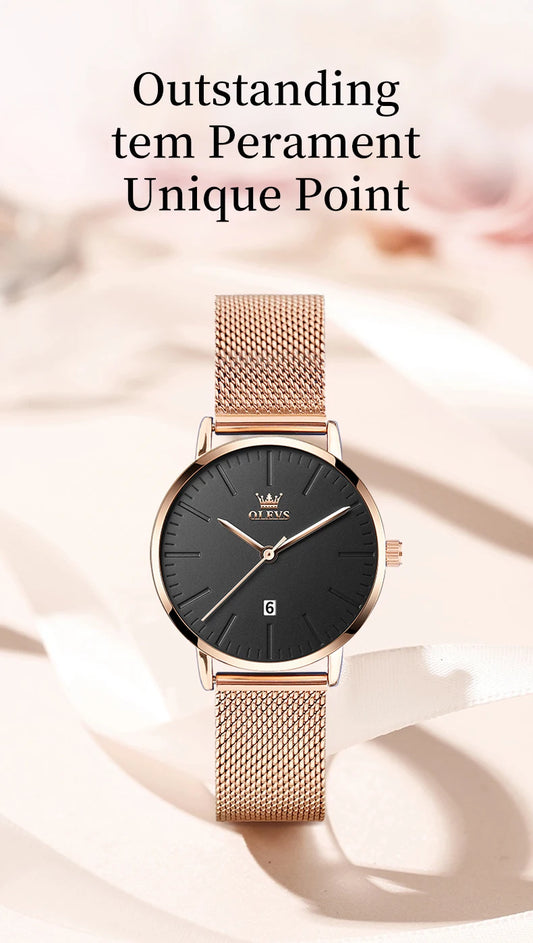 OLEVS Luxury Fashion Watch for Women Rose Gold Waterproof Quartz Ladies Wristwatch Original Simple Women's Watches Montre Femme