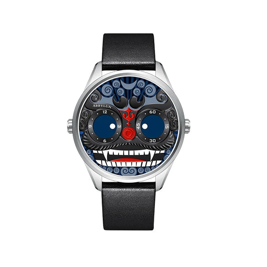 Abbylun 1363 Men's Quartz Watch New Fashion Chinese Lion Dance Series Personality 3D Relief Street Design Clocks Wristwatch