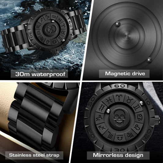 FOXBOX Luxury Skull Design Watch Men Fashion Business Watch Men Full Steel Sport Military Waterproof Men's Quartz Wristwatches