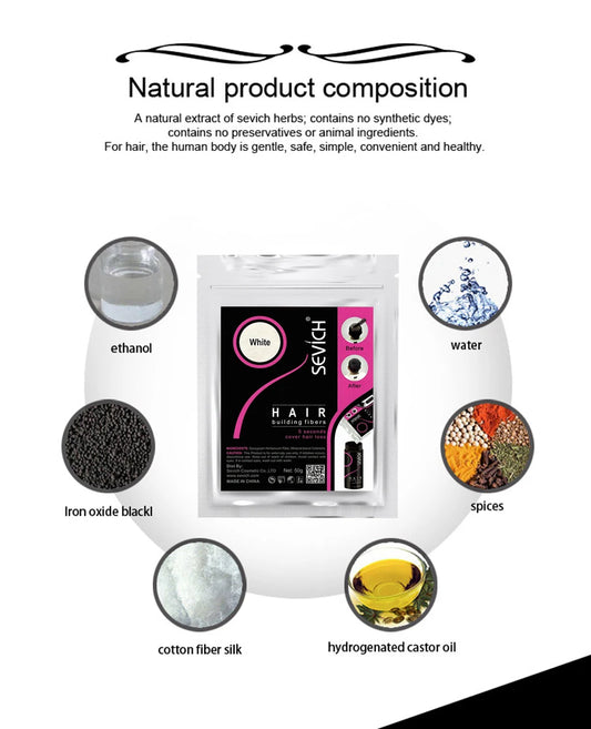 Sevich 50g Instant Hair Growth Fiber Refill 10 Colors Keratin Hair Building Fiber spray Fiber Hold Spray Powder Hair Treatment