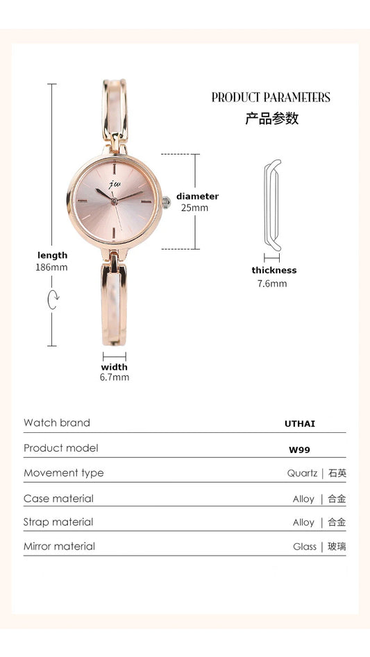 UTHAI W99 Watch For Women Simple Round College Student Watch Light Luxury High end Ladies Fashion Quartz Bracelet Watches Gift