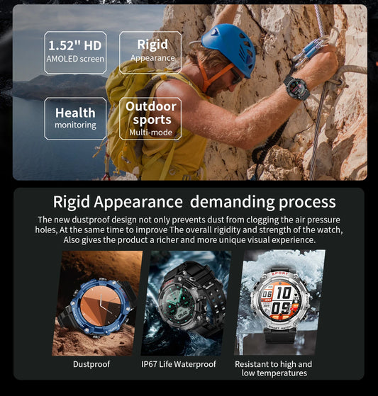LaNikar Smart Watch AMOLED Display With In-Ear Bluetooth Headset Heart Rate Blood Pressure Oxygen Saturation Monitoring HD Audio