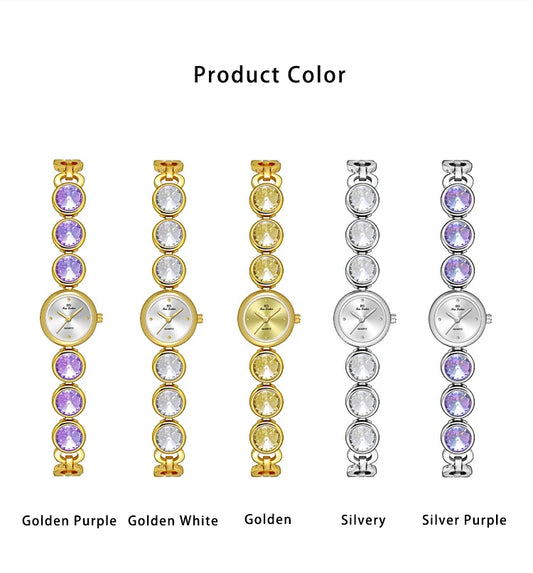 UTHAI Women's Watch Light Luxury Champagne Gold Purple Satellite Bracelet Waterproof LadiesFashion Quartz Clock Watches Gift